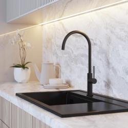 Graniteland Vira Slim Μπαταρία κουζίνας σε μαύρο χρώμα με περιστρεφόμενο στόμιο 1208972626