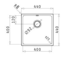 PM Lydia Νιπτήρας από ανοξείδωτο χάλυβα 40x40 εκ. για ενσωμάτωση κάτω από τον πάγκο, επίπεδη ενσωμάτωση και επιτοίχια τοποθέτηση 1208972639