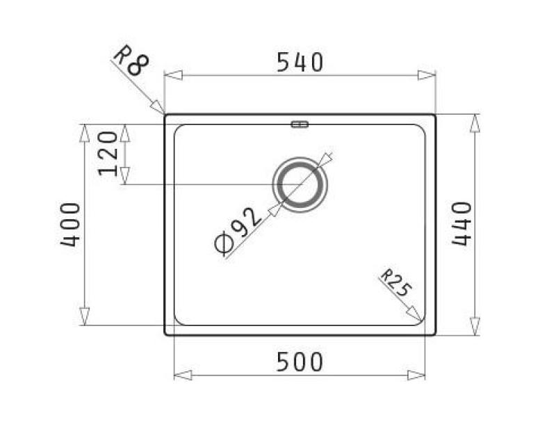 PM Lydia Νεροχύτης από ανοξείδωτο χάλυβα 50x40 cm, για εγκατάσταση κάτω από τον πάγκο, εντοιχισμένη και επιτοίχια 1208972641