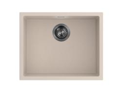 Pure.Sink Eternal Νιπτήρας Quartz Beige 50x40 cm, για εντοιχισμένη ή επιτοίχια τοποθέτηση, με βύσμα σε χρώμα Gun metal