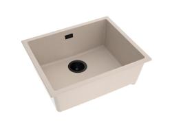 Pure.Sink Eternal Νιπτήρας Quartz Beige 50x40 cm, για εντοιχισμένη ή επιτοίχια τοποθέτηση, με μαύρο πώμα