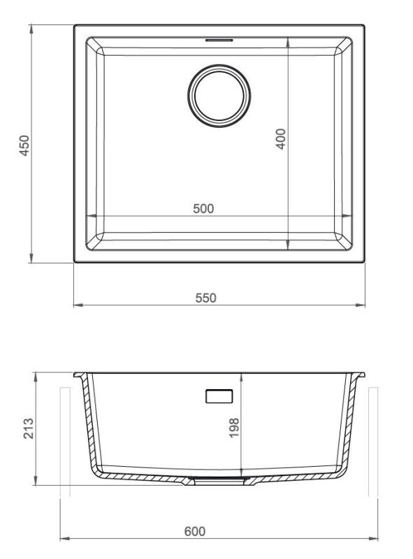 Pure.Sink Eternal Νιπτήρας Quartz Beige 50x40 cm, για εντοιχισμένη ή επιτοίχια τοποθέτηση, με μαύρο πώμα