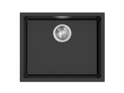 Pure.Sink Eternal Νιπτήρας Quartz μαύρος 50x40 εκ. για εντοιχισμένη ή επιτοίχια τοποθέτηση με αυτόματο πώμα από ανοξείδωτο χάλυβα