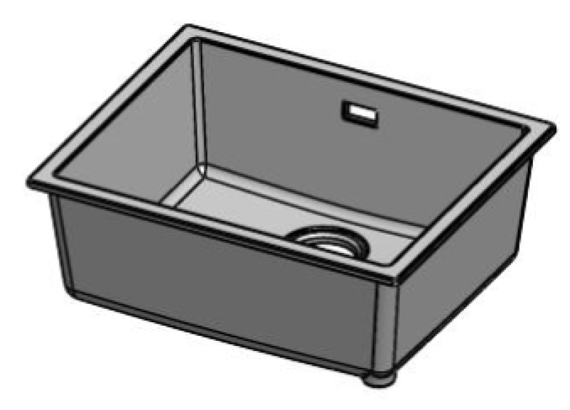 Pure.Sink Eternal Λευκός νεροχύτης Quartz 50x40 εκ. για εντοιχισμένη ή επιτοίχια εγκατάσταση με αυτόματο πώμα σε χρώμα gun metal