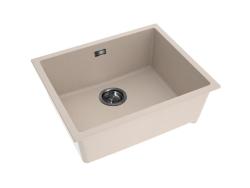 Pure.Sink Eternal Νιπτήρας Quartz Beige 50x40 cm, για εντοιχισμένη ή επιτοίχια τοποθέτηση, με βύσμα σε χρώμα Gun Metal