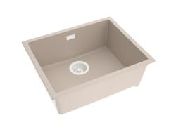 Pure.Sink Eternal Νιπτήρας Quartz Beige 50x40 cm, για επίπεδη ή κάτω από πάγκο εγκατάσταση, με λευκό πώμα