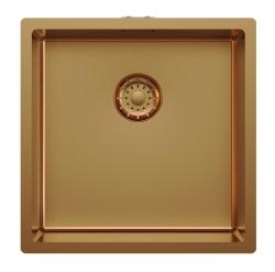 Pure.Sink Comfort Χάλκινος νεροχύτης PVD 40x40 εκ., ακτίνα 10 mm, για εντοιχισμένη, επίπεδη και επιτοίχια τοποθέτηση PCM4040-62