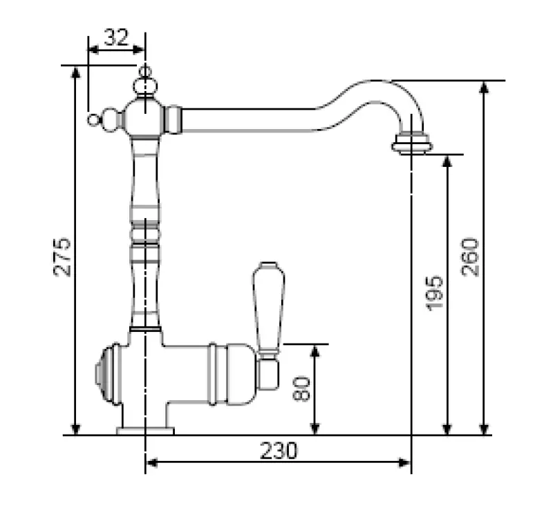 Νοσταλγική βρύση κουζίνας V1920 Χρώμιο