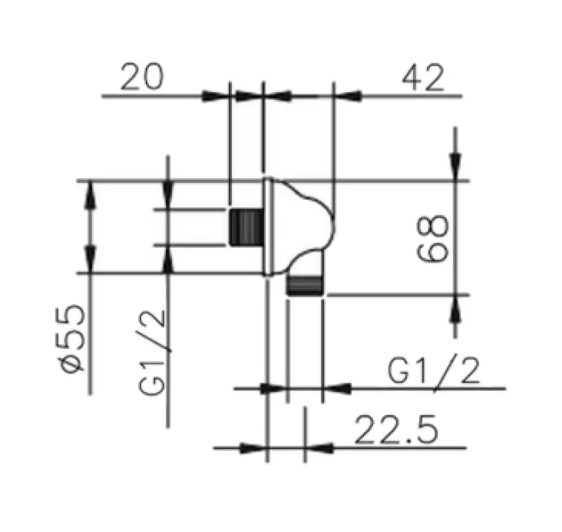 Huber Croisette Συνδετική Καμπύλη Χρώμιο για σύνδεση σωλήνα ντους 67.02H.CR
