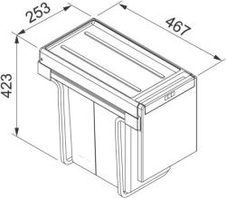 Φράνκε Cube 30 εντοιχιζόμενο σύστημα απορριμμάτων χειροκίνητης λειτουργίας, κάδος απορριμμάτων κουζίνας 2 x 15L 134.0039.553