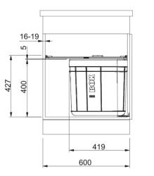 Φράνκε Sorter Solo 60 περιστρεφόμενο σύστημα απορριμμάτων στην πόρτα, κάδος απορριμμάτων 40 λίτρων με φίλτρο άνθρακα 1210307572.
