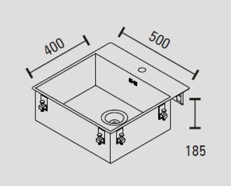 ABK Baronga ανοξείδωτος νεροχύτης 54x53cm με τρύπα για μπαταρία, επίπεδη εντοιχισμένη BAR50FKVI