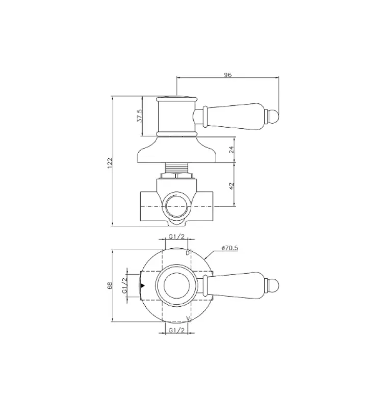 Huber Victorian 2 δρόμων Ομοστάτης Χρώμιο 653.VT01H.CR