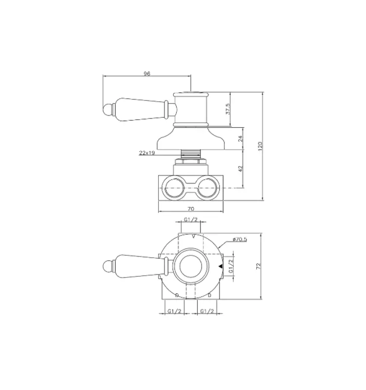 Χούμπερ Βικτωριανός 3-δρόμος Μεταγωγέας Χρώμιο VT00027021