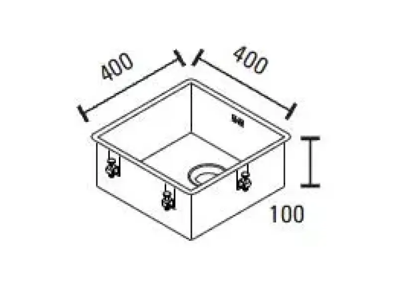 ABK Baronga επιφανειακή αναπηρική χαμηλή πλύση 10cm ανοξείδωτο νεροχύτη 40x40 cm Επίπεδη επιφάνεια, υποδομή και επικατάσταση BAR4010FVI