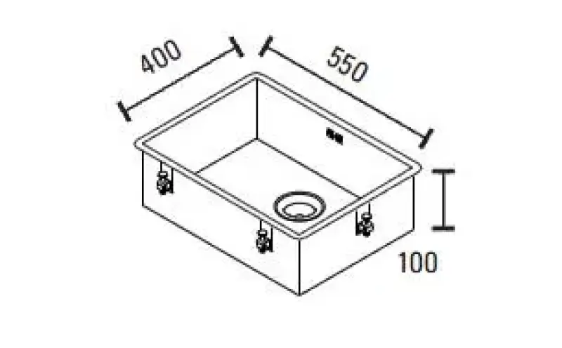 ABK Baronga μεγάλη extra ρηχή ανοξείδωτη νεροχύτης για άτομα με αναπηρία 10cm βάθος 55x40cm εντοιχισμένη, υποκατασκευή και επιφανειακή εγκατάσταση BAR5510FVI