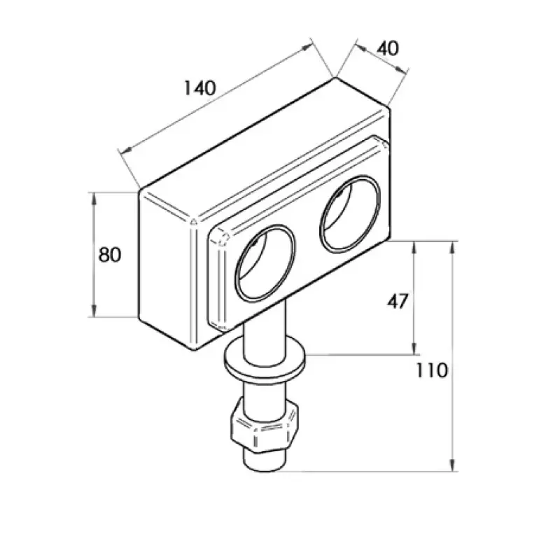 Επαφή για νησίδα κουζίνας με 2 πρίζες με γείωση.