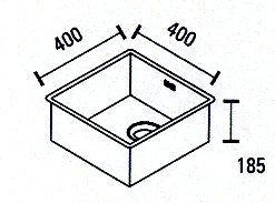 ABK Baronga τετράγωνος ανοξείδωτος νεροχύτης 40x40 cm υποκατασκευή BAR40F
